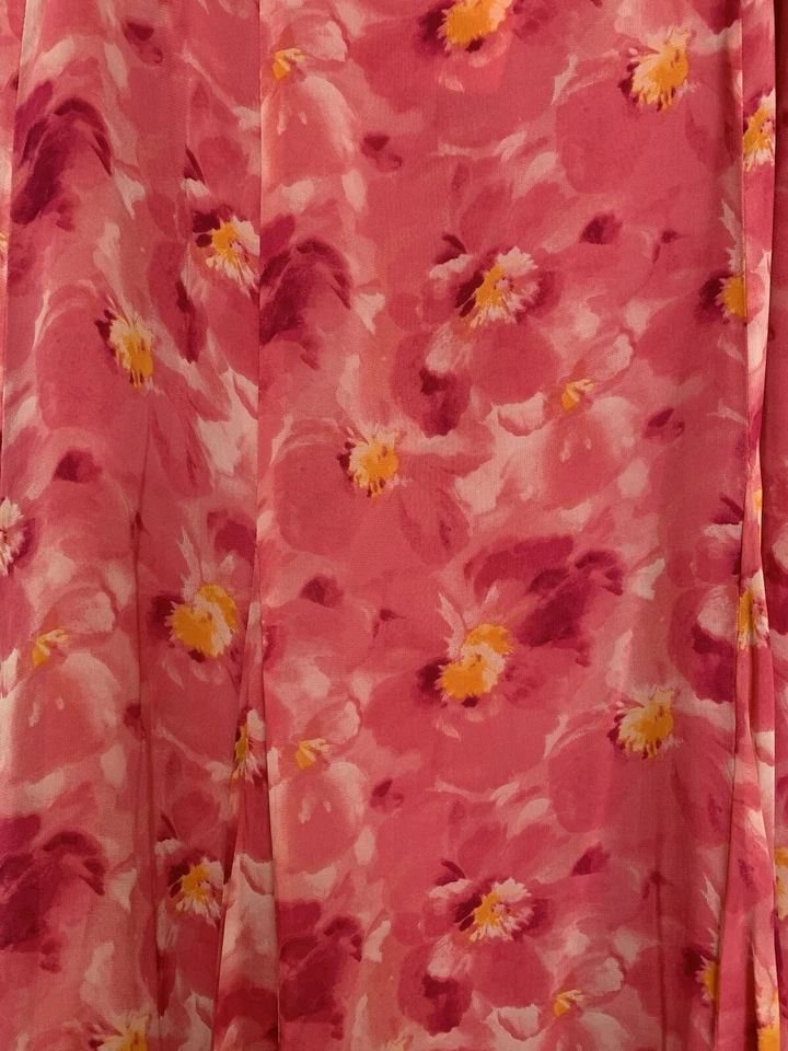 Vintage Liz Claiborne Skirt Women 14P Pink Floral Flare Elastic Waist Side Zip - Image 2 of 4