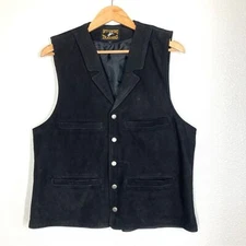 Wyoming Traders Bufalo Leather Vest Mens Large Black Ranch Western Cowboy