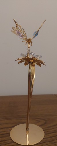 Crystal Temptations Dragonfly Flower Suncatcher Gold Tone Swarovski Crystals - Picture 8 of 8