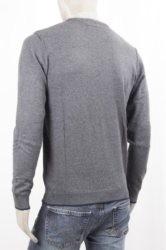 MAGLIA MARKUP GIROCOLLO CON BORDI A CONTRASTO E BORDI COTONE E CASHMERE GRIGIO - Foto 3 di 5