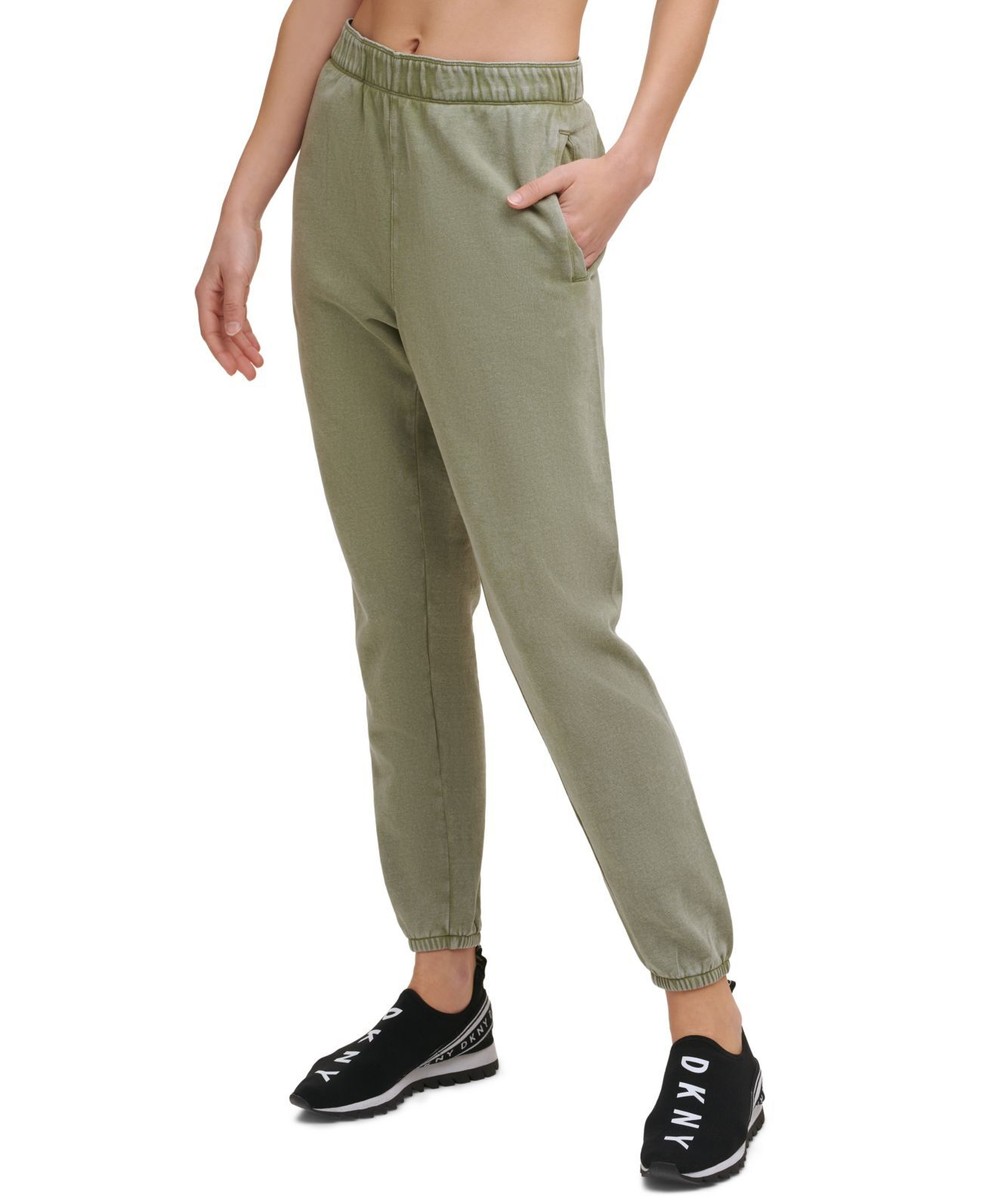 DKNY Women's Cotton Jogger Pants, Green, Large