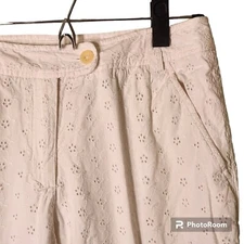 Liz Claiborne Pants Womens 8 Audra White Eyelet Ankle Length Lined