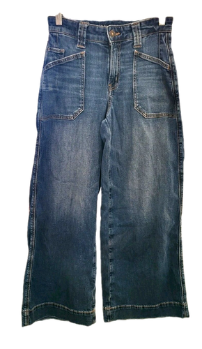 Pantalones de mezclilla AE American Eagle DREAMY DRAPE CINTURA SÚPER ALTA holgados pierna ancha 000 cortos - Imagen 9 de 9