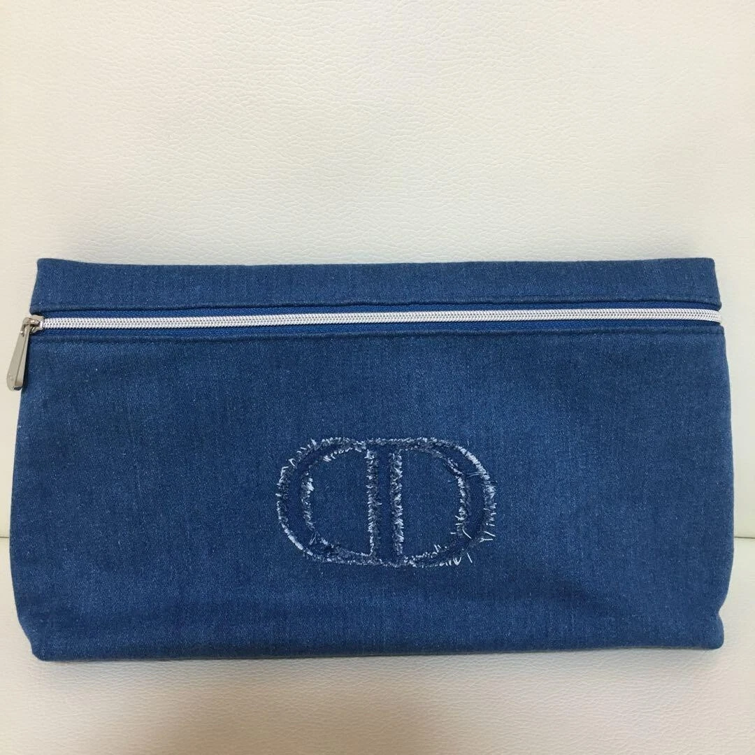 Christian Dior Pouch vanité denim logo marque broderie NEUF JAPON étui limité