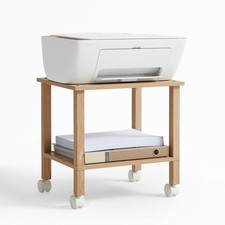 2Tier Printer Stand Storage Under Desk Shelf Small Rolling Table Cart Wheels