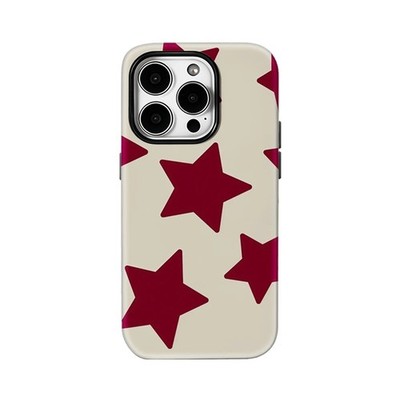 Burgundy Stars Case for Apple iPhone 17 16 15 14 13 12 11 Pro Max Plus Air