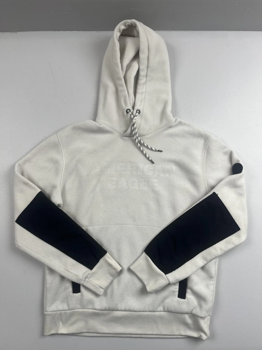 Sweat Polaire American Eagle Homme – Blanc/gris, Fermeture éclair, Taille LG – Neuf Avec étiquettes