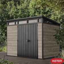 Image of Keter Ashwood 9x7ft Storage Shed Garden Outdoor Resin Building Lockable Durable