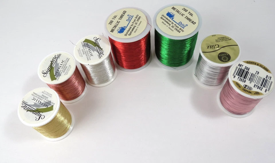Dritz and Signature Metallic Thread Spools Lot & Glitz Metallic Foil - Image 3 of 3