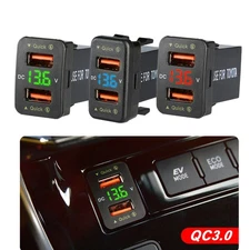 2in1 12V USB 36W QC3.0 Car Quick Charge Socket Charger Voltmete For Toyota YARiS