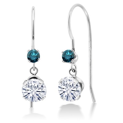14K White Gold White Moissanite from Charles & Colvard and Blue Diamond French