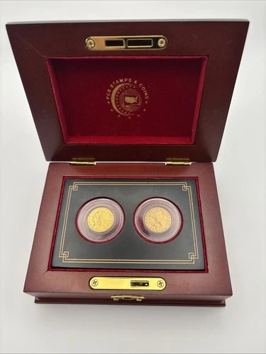 1911 & 1914 $2.50 Indian Head Gold Coin Set PCS With Original Display Box