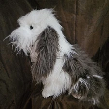 Vintage E + J Classics Sheepdog Plush Stuffed Animal Dog Jumbo Black And White