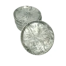 Set of 12 Everlast Forged Aluminum Coasters Bamboo Design MCM 3”