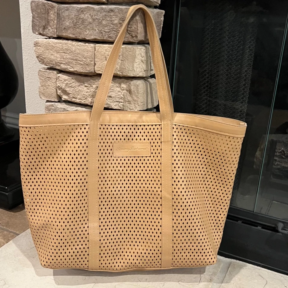 Bolso de Mano Tommy Bahama Perforado Imitación Cuero Mujer Cartera Beige Foto 2 de 4