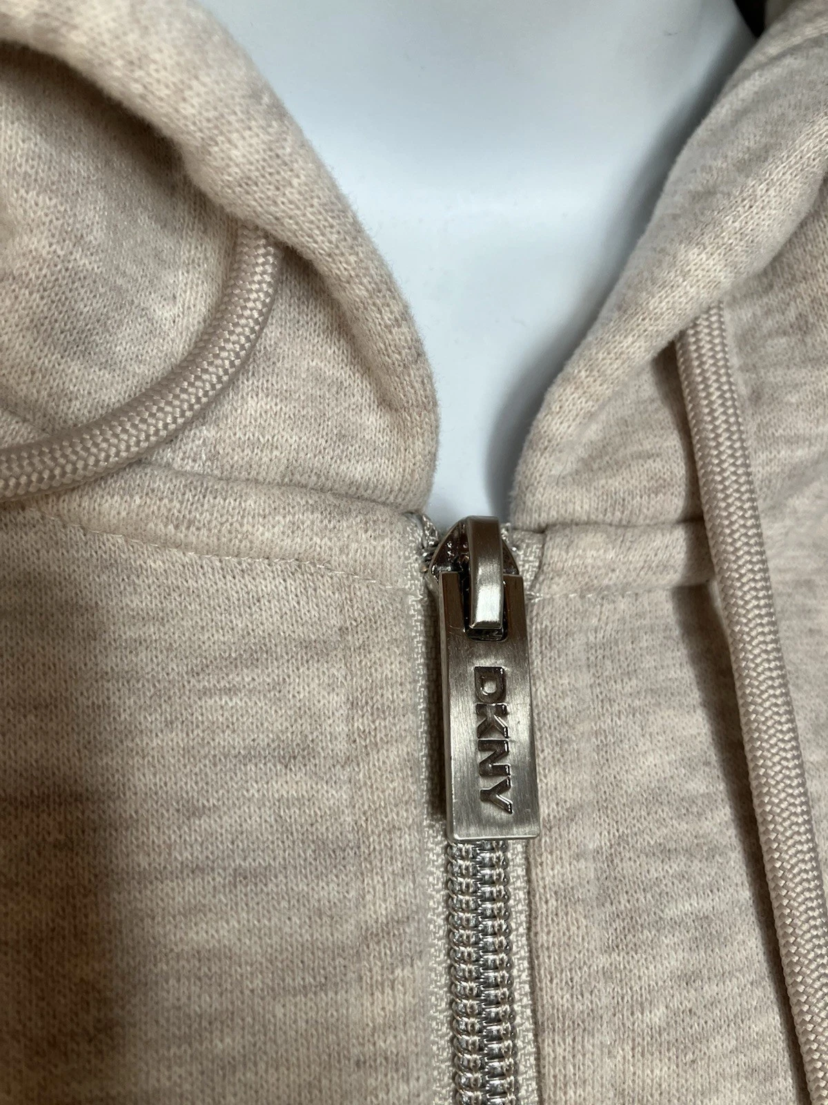 OFF WHITE DKNY Sport Felpa Donna Cropped Zip Up XS Felpa con Cappuccio Crema