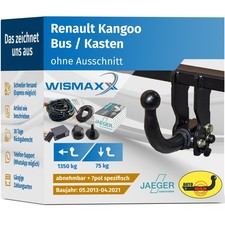 ANHÄNGERKUPPLUNG abnehmbar für Renault Kangoo 13-21 +7pol E-Satz JAEGER