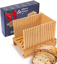Albert & Grace Adjustable Bread Slicer &ndash; Premium 11"L x 8.1"W, Bamboo 1