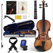 AKLOT Hand-Carved Solid Wood Violin  Accessories Full Sz 4/4, Beginner Friendly
