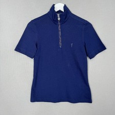 Golfino Shirt Womens 6 Blue Half 1/4 Zip Golf Performance Top Retro Preppy Polo