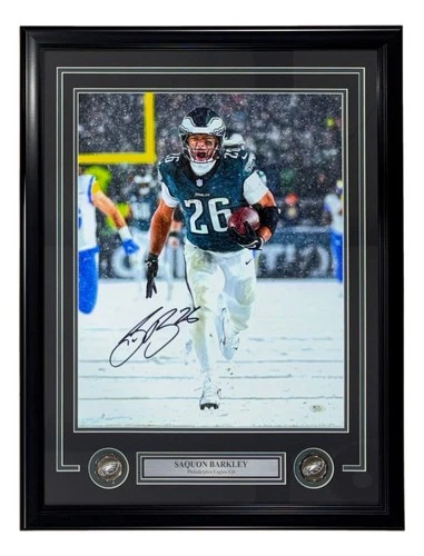 Saquon Barkley Signed Framed 16x20 Eagles Snow Game vs Rams Photo PSA/DNA ITP