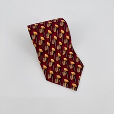 Ermenegildo Zegna Silk Tie Red Yellow Floral Geometric Pattern Made in Italy