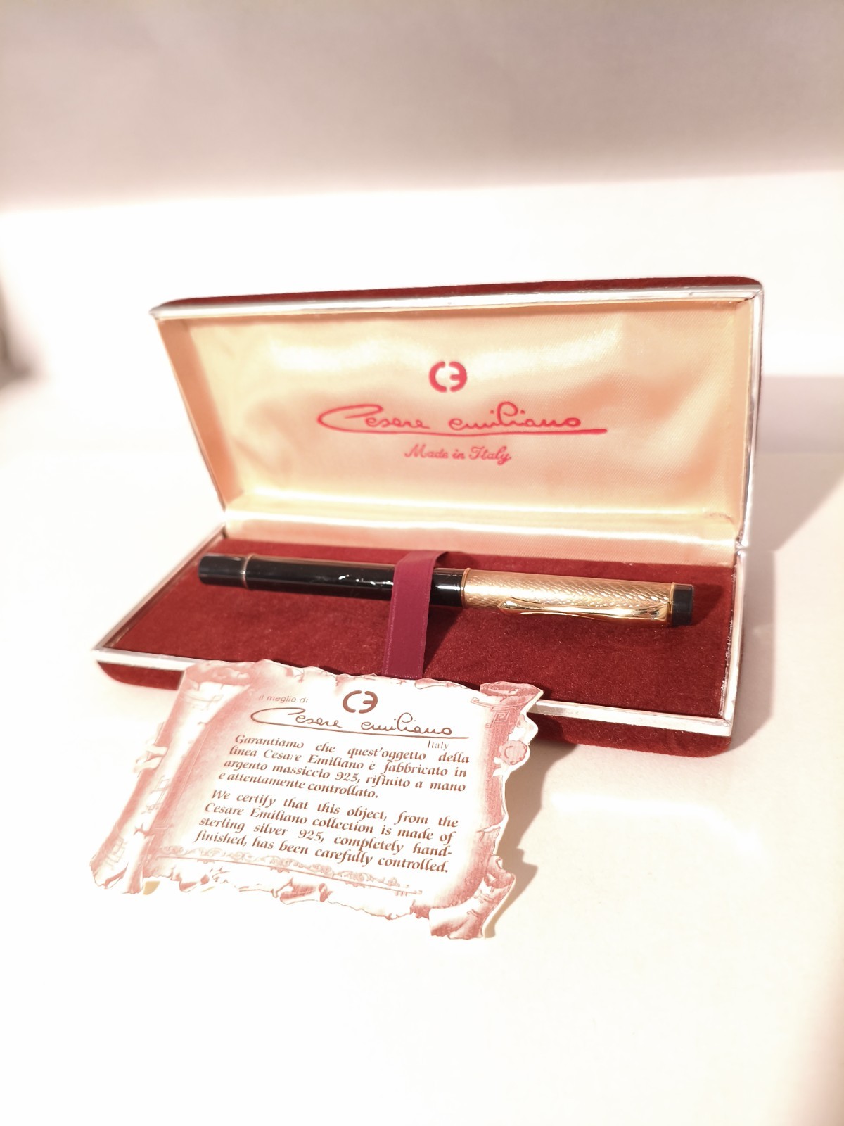 Stylo plume de luxe Cesare Emiliano en argent massif 925, le cadeau d'affaires avec coffret d'origine