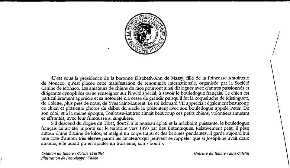 Monaco SC# 2710 FDC 2013 International Bulldog Dog Show - A03056 - Image 2 of 2