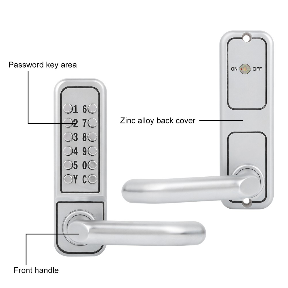 Zinc Alloy Waterproof Password Mechanical Keypad Keyless Lock For Office Inte.