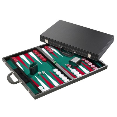 Philos 1715 - Backgammon Turniergröße, Filzinlet grün-weiß-rot, Koffer Kuns ...