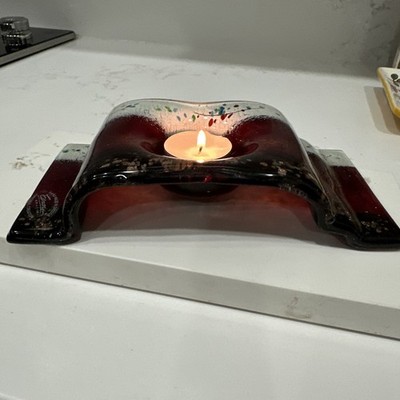 Fused  Glass Tea light/Votive Candle Holder Made In Greece By Eratini