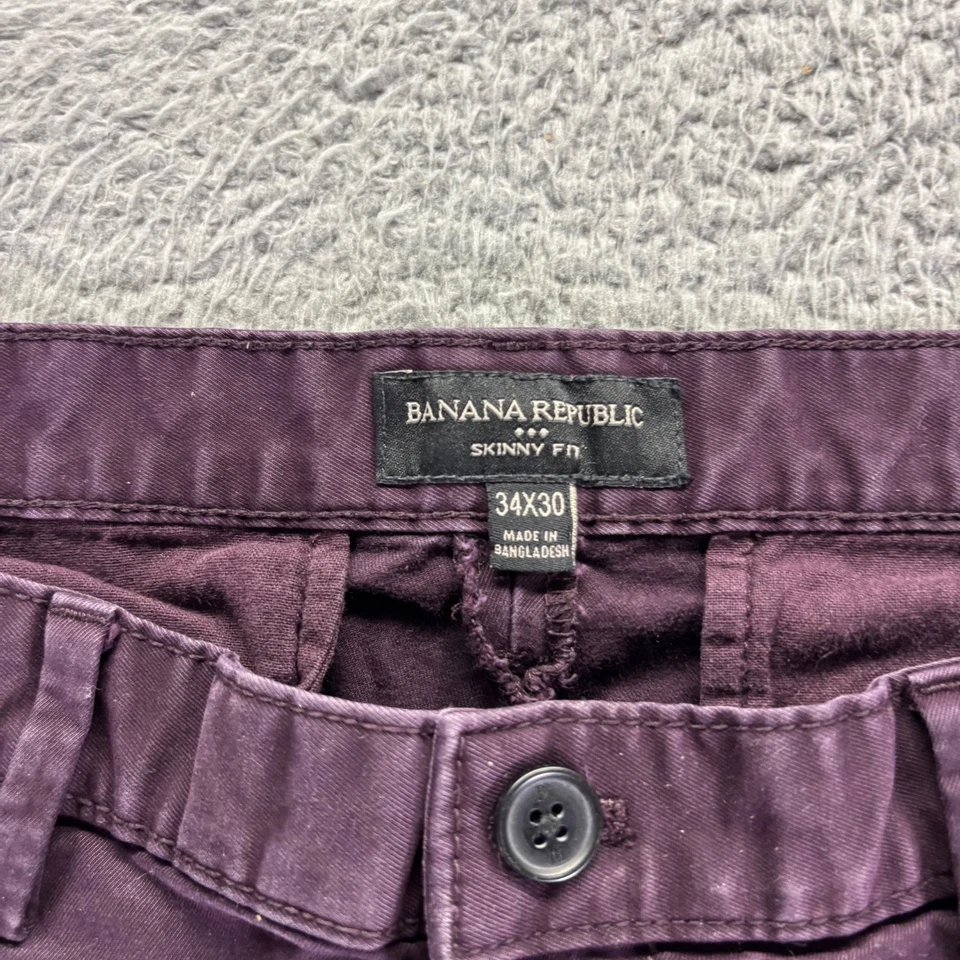 Pantalones chinos Banana Republic para hombre 34x30 púrpura algodón elástico calce ajustado Foto 3 de 4