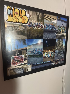 #ad graffiti art original signed RIME MSK COLLAGE FRAMED $200.00