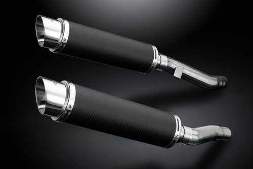 KAWASAKI ZZR400 ZZR600 1990-2009 350mm ROUND CARBON BSAU SILENCER EXHAUST KIT - Picture 2 of 4