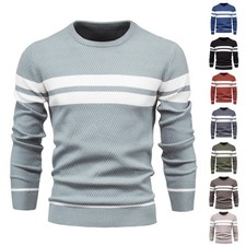 Herren Sweatshirt Rundhals Pullover Rundhalsausschnitt Feinstrick Strickpullover