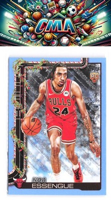 2025-26 Topps Holiday #H172 Noa Essengue Light Blue and White Glitter Holiday