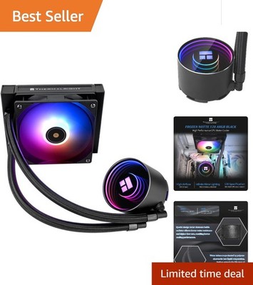 Efficient 120mm Black Liquid CPU Cooler with ARGB Lights - Compatible AMD/Intel