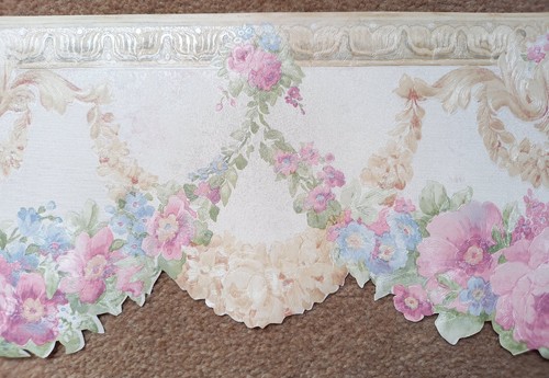 X2 1980s Vintage Wallpaper BORDER Rolls Traditional Swags Floral 90s cottagecore - Picture 6 of 17