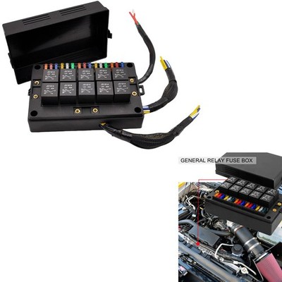 Pre-Wired 12V Fuse and Relay Box 10 5-Pin Jd1914 40A Relays 15 Atc/Ato Blade