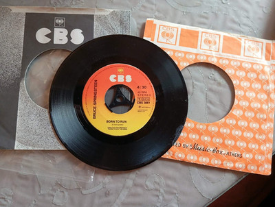 Bruce Springsteen-Born To Run 7'' Inch Rare Greek BROKEN Record w/ 2 sleeves