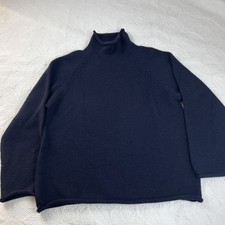 VTG J Crew Sweater Roll Neck Oarsman Fisherman Wool Knit Pullover Mens XL Blue