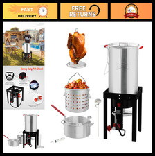 30 Qt Turkey Fryer & 10 Qt Fish Fryer Kit, 50,000 BTU Outdoor Propane Burner for
