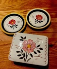 Stangl Art Pottery Trinket/Cigarette Box With Matching Saucers/Ash Trays Vintage