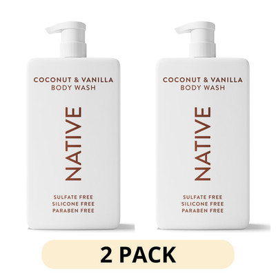2 Pack Native Body Wash Coconut Vanilla 36 oz Moisturizing Sulfate Free Cleanser