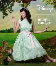 Unique Vintage Disney Bambi Green Forest Friends Swing Dress Size 1X NWT