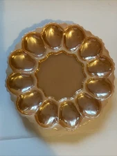 Vtg Fire King Anchor Hocking Peach Lusterware Deviled Egg Dish Plate Platter 10”