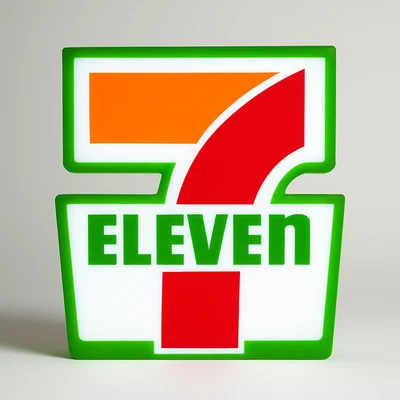 7-Eleven RGB 3D Printed LED Lamp 10x10x3 in Remote Control Light Sign3DPrinted