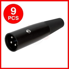 9 Pack XLR 3-Pin Male Straight Connector Speaker Microphone Cable Plug Black