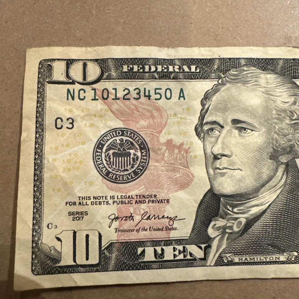 AMAZING ASCENDING  SIX DIGIT LADDER,$10 BILL,2017..PERFECT ORDER…NC 10123450 A - Image 2 of 4