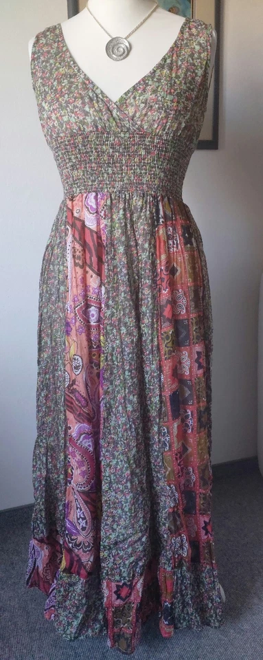 Solitaire Damen Maxi Kleid Lang Bunt Flower Power Hippie Style Gr S - Bild 2 von 4